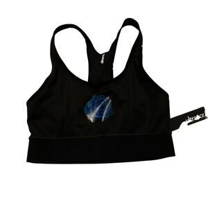 Ultracor Black Longline Racerback Sports Bra with Rose Graphic - Small - NEW